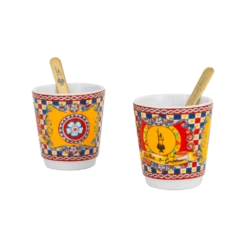 Set Moka Express Carretto Siciliano 2 Tz, 2 Bicchierini In Porcellana E 2 Palettine Dorate -Bialetti 8. dg set bicchierini still