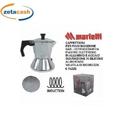 CAFFETTIERA 6 TAZZE IN ALLUMINIO NERA, INDUZIONE. 3 CAFFETTIERA 6 TAZZE IN ALLUMINIO NERA, INDUZIONE.