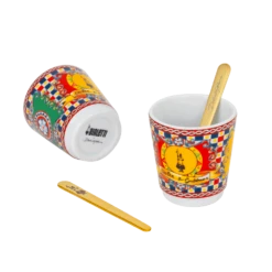 Set Moka Express Carretto Siciliano 2 Tz, 2 Bicchierini In Porcellana E 2 Palettine Dorate -Bialetti 9. dg set bicchierini still 2