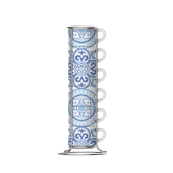 Set 6 Tazzine Da Caffè Impilabili Celesti