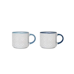 Set 2 Mug Impilabili Ceramica Lavorata